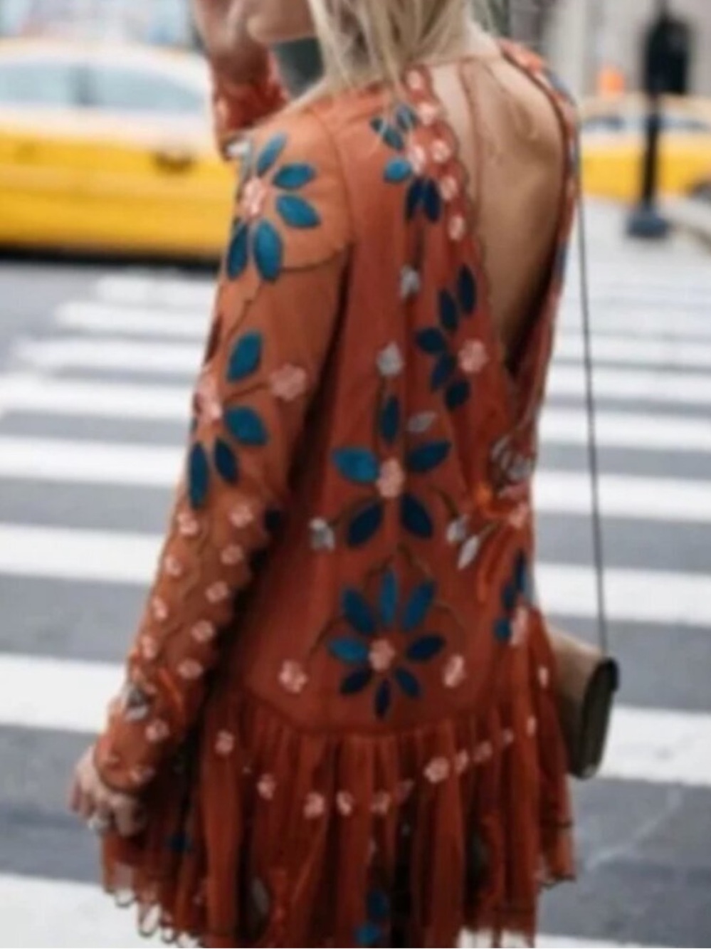 Free People Hearts Are Wild Embroidered Tulle Dress in a rust orange color - Picture 6 of 6
